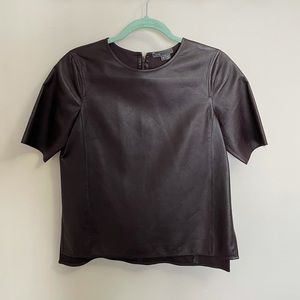 Vince Leather Eggplant Colored Top